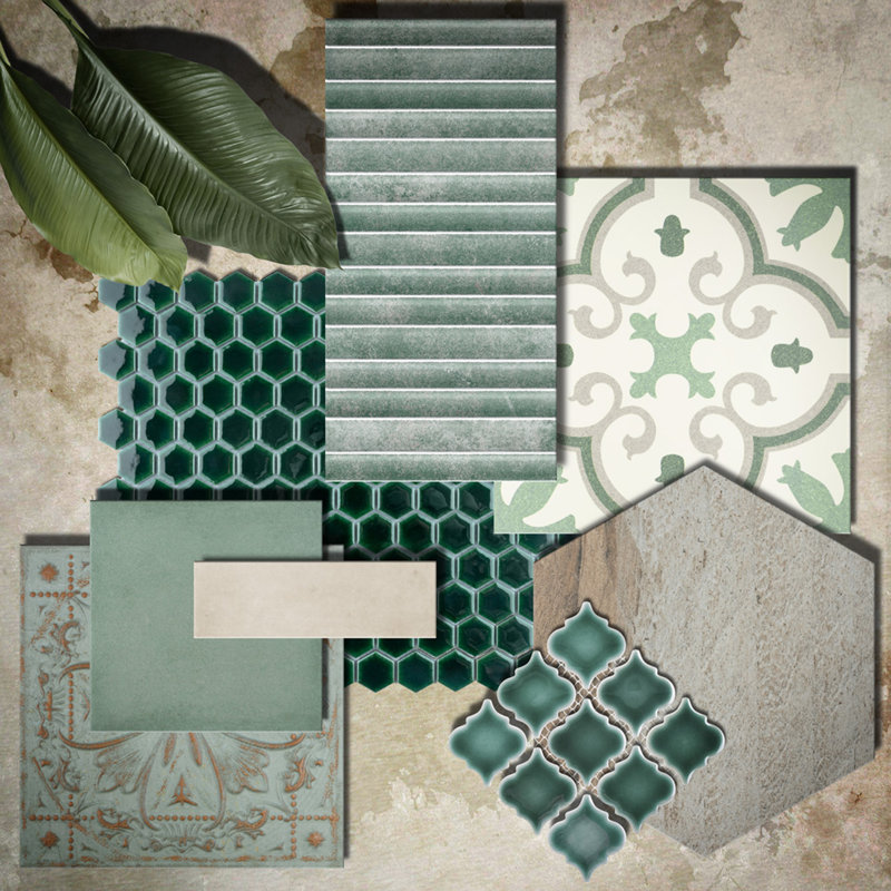 Rubik 5.88" x 11.75" Ceramic Patterned Tile, Blue