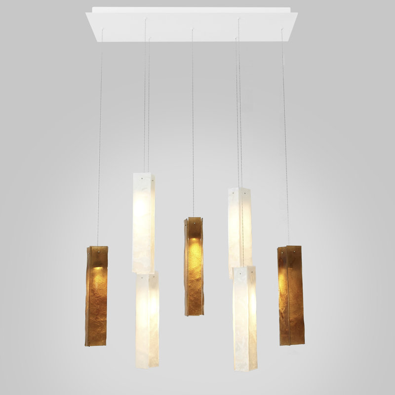 7 - Light Pendant, White/Amber, 12