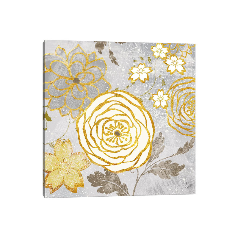 Fleurs Graphique II by Nan - Floater Frame Painting on Canvas