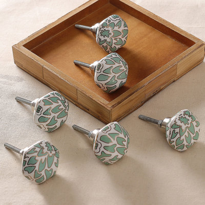 Novica Handmade Modern Sylvan Ceramic Knobs (Set Of 6)