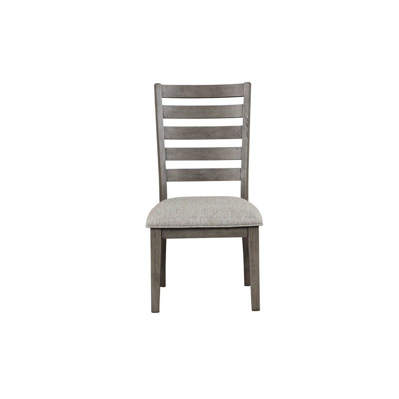 Chaise de salle à manger à dossier échelle gris rustique (2 pièces) avec coussin de siège rembourré 2 pièces de couleur