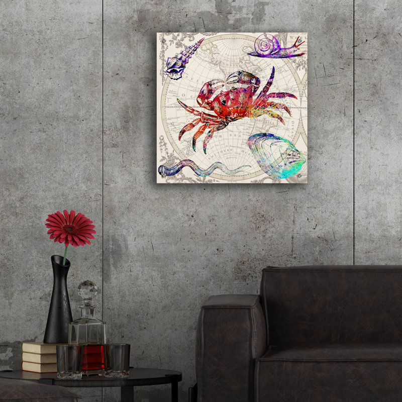 Art épique «Crab Map» par Mark Ashkenazi, verre acrylique «Crab Map» par Mark Ashkenazi, H 24 po x l 24 po