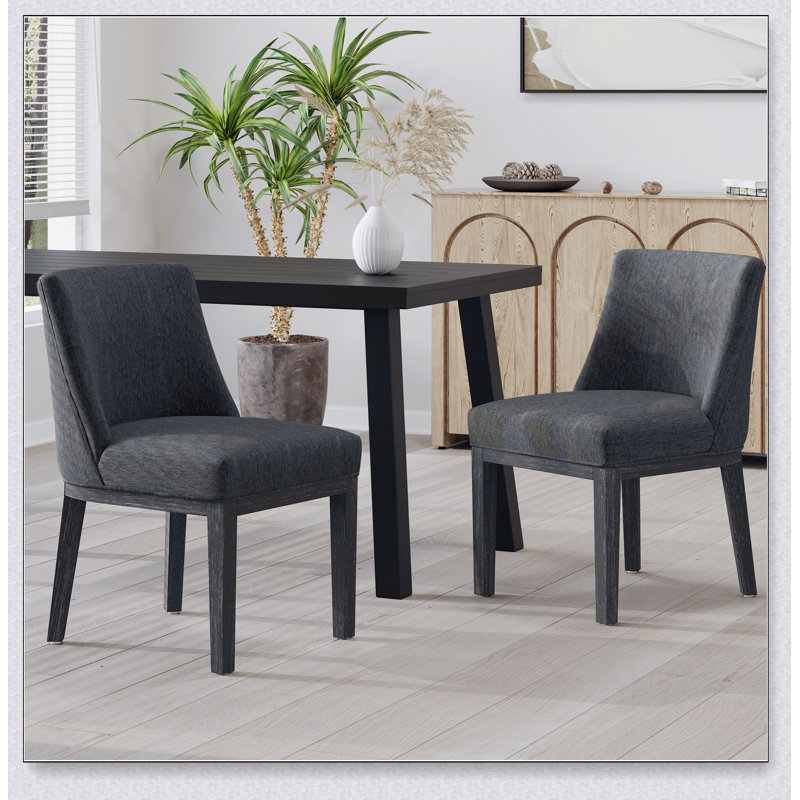 Fabric Upholstered Dining Chair Set with 4 Wood Legs， Upholstered Back
