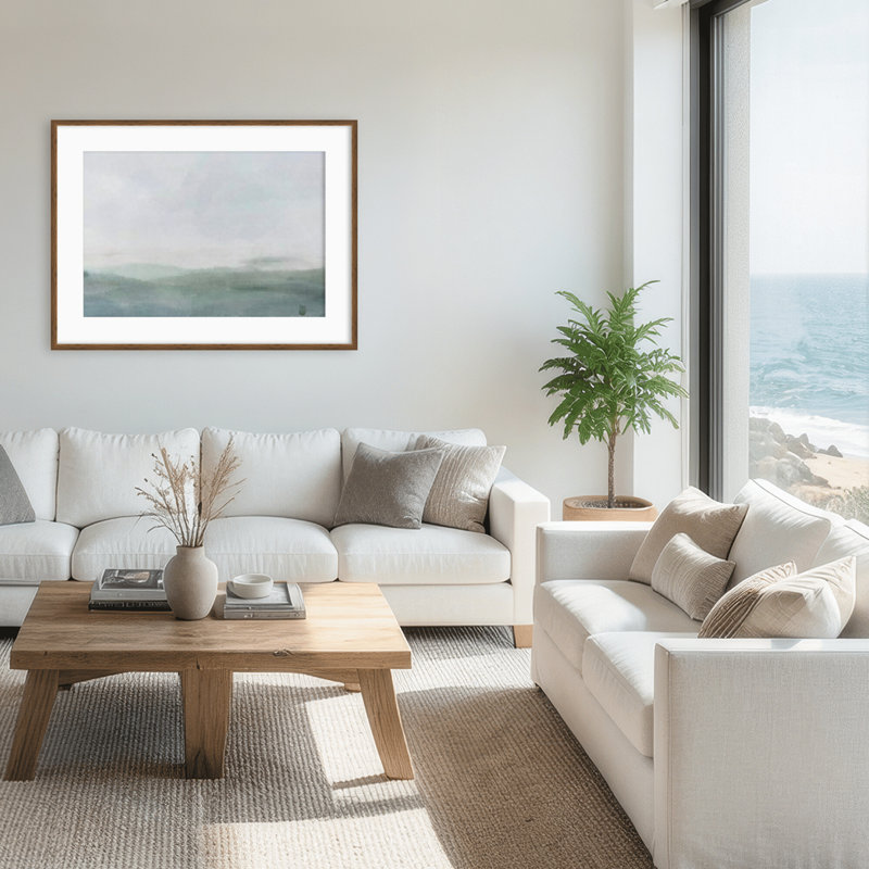 Coastal Retreat Cerulean Serenity, 30" H x 40" W x 1.125" D, Framed Matted Print, Brown