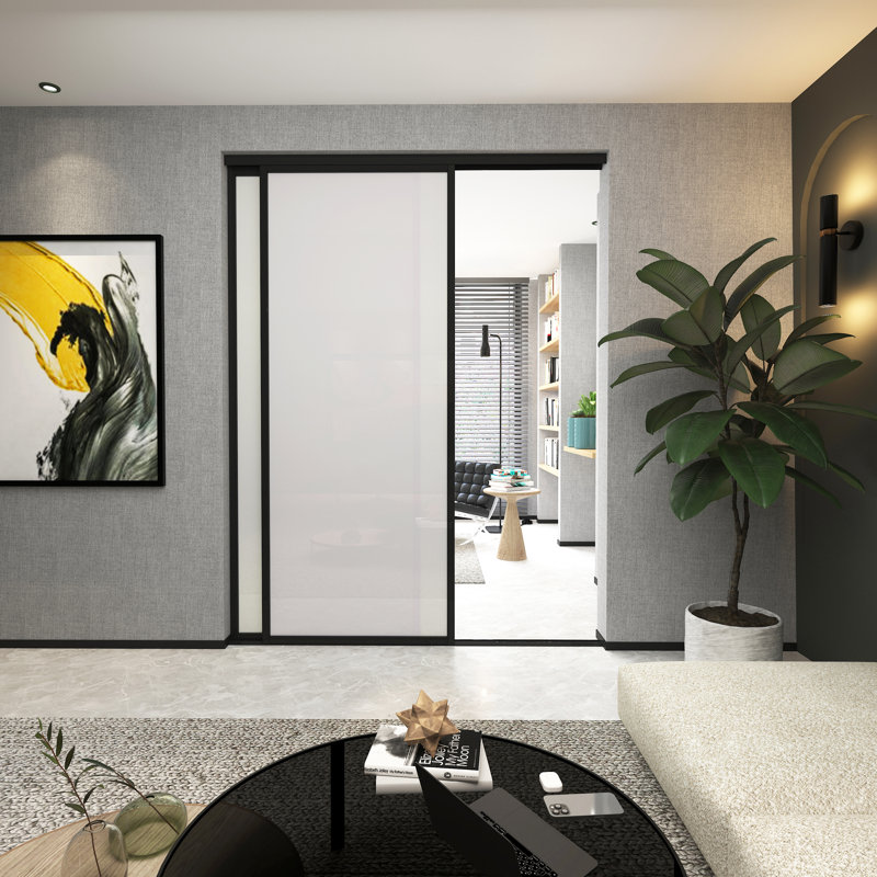 2 panneaux - cadre noir - placard et cloison, 72 po x 80 po, Givré