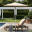 Parasol de patio rectangulaire avec fonction de levage à manivelle et d'inclinaison, beige (base non incluse)