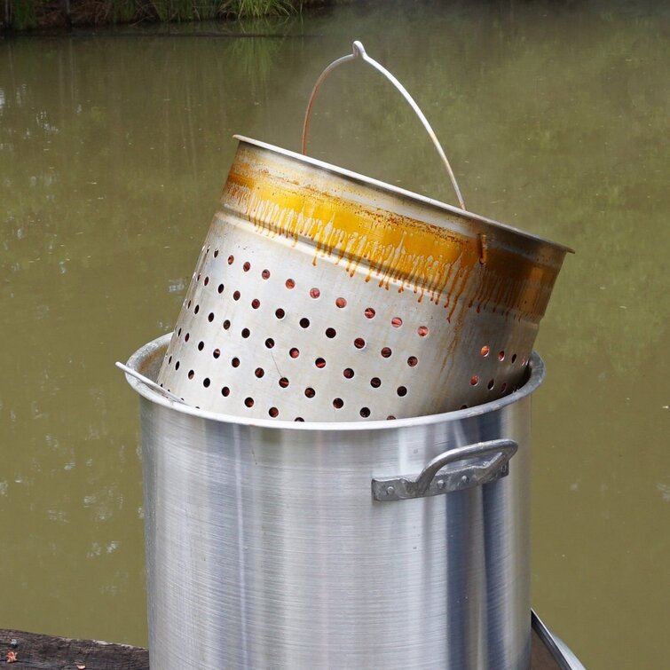 Bayou Classic 44-Quart Stainless Steel Stock Pot and Basket in the