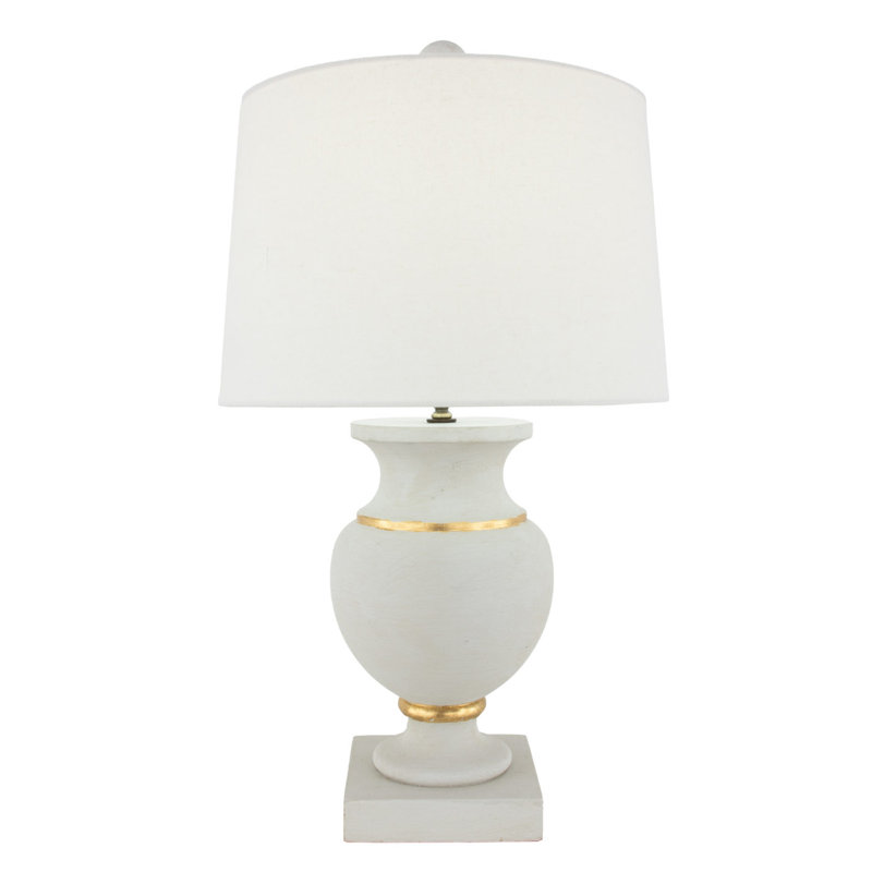 Andreas Table Lamp, Natural Off White, Soft Light Veranda Gray/Gold Leaf