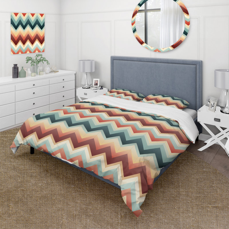 Ensemble de housse de couette douce en microfibre bleu / beige / rouge, Housse de couette pour très grand lit et 2 très