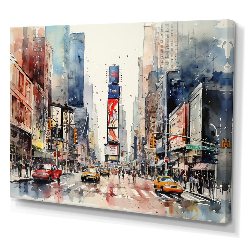 Times Square New York Cityscape II - Art mural de la ville de New York, Toile tendue, H 24 po x l 32 po x P 1 po