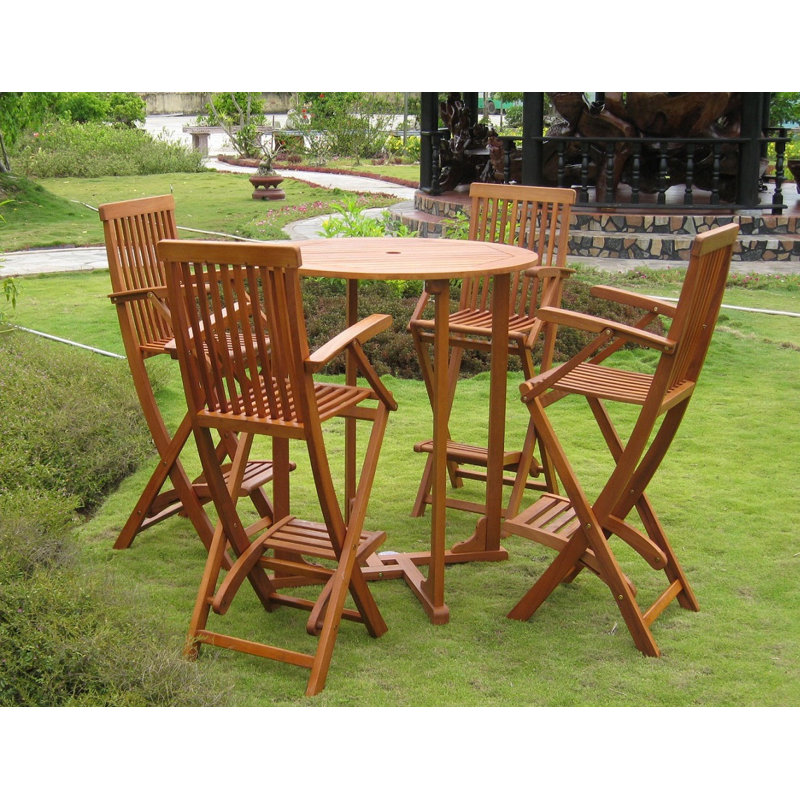 Blaser 4 - Person Wood Patio Dining Set with Round Table