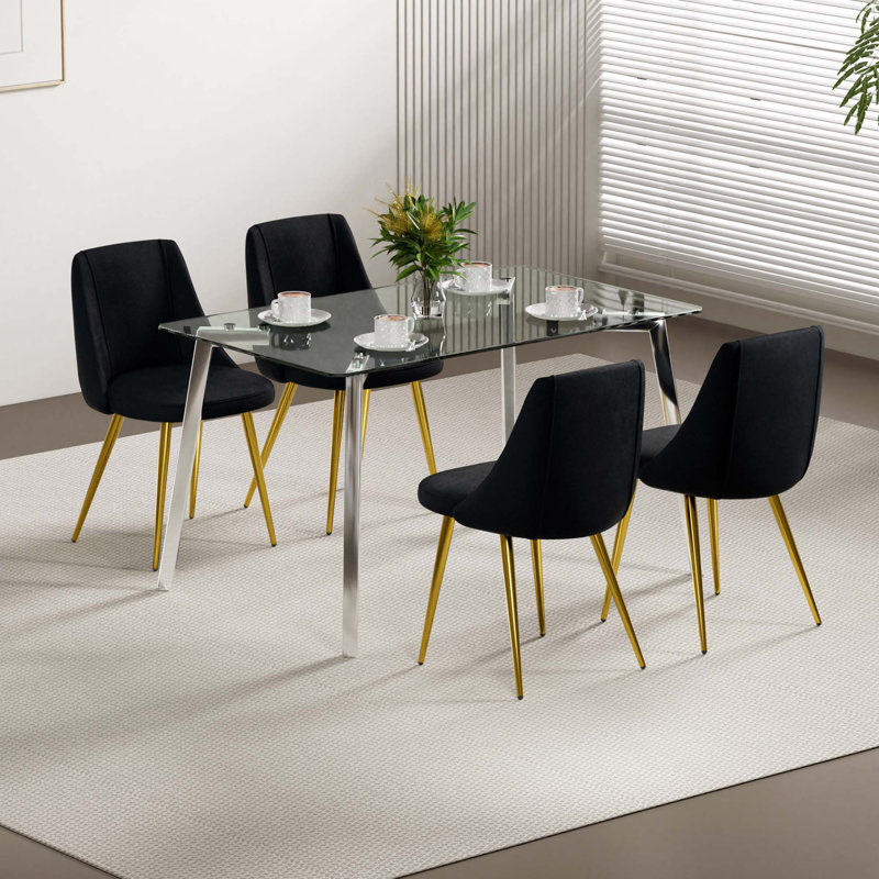 Chaise de salle à manger en velours moderne, Doré