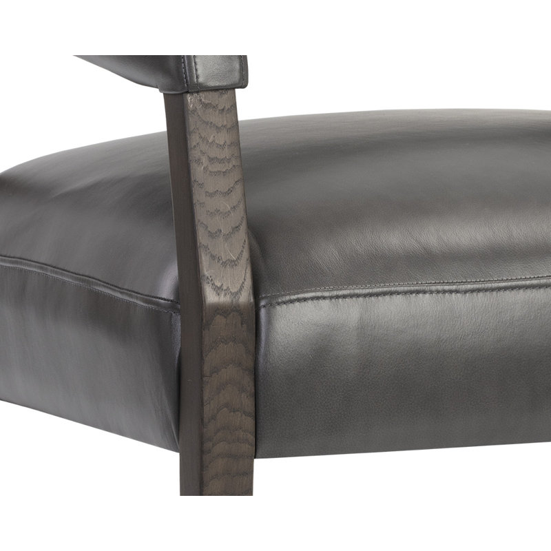 Sherish Upholstered Accent Chair, Grey Genuine Leather