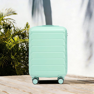 20 Inch ABS Hard Shell Travel Checked Luggage - Scratch Resistant Surface Four Multi-Directional Wheels,  With Combination Lock.(Mint Green)