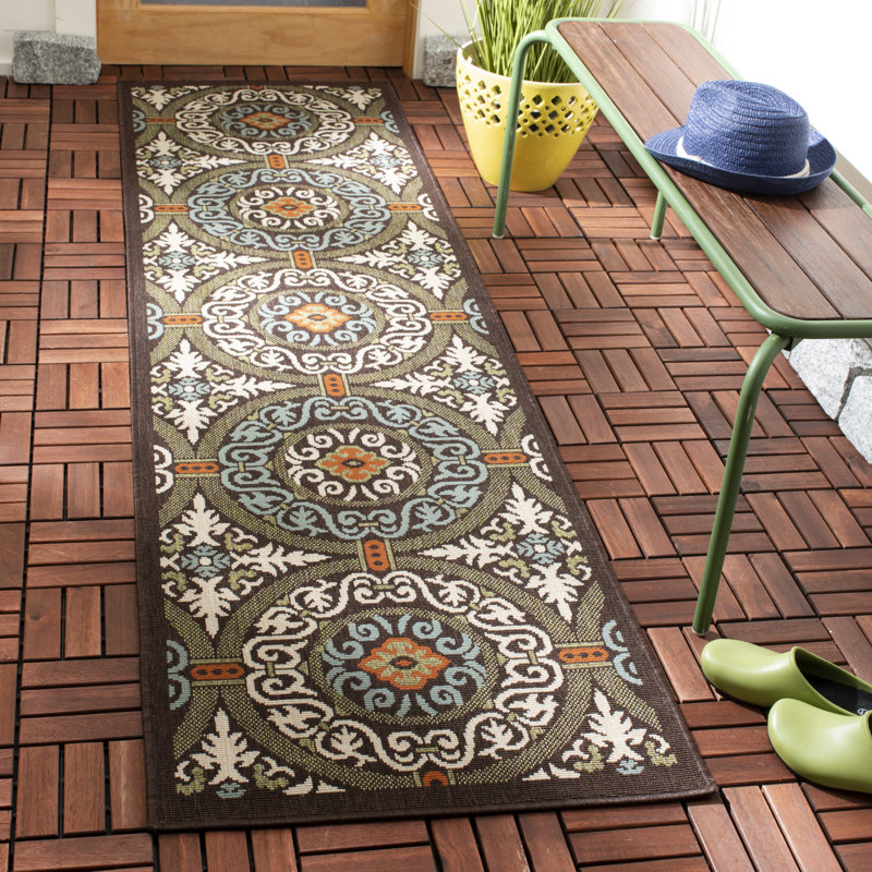 Tapis oriental d'intérieur / extérieur Coucou Performance, Tapis de couloir 2 pi 3 po x 12 pi