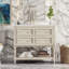 Ensemble de meuble-lavabo 36 po avec lavabo 36 po, lavabo en céramique encastré, ensemble de meuble-lavabo autoportant avec 4 tiroirs, armoire de salle de bain avec cadre en bois massif, beige-495881018