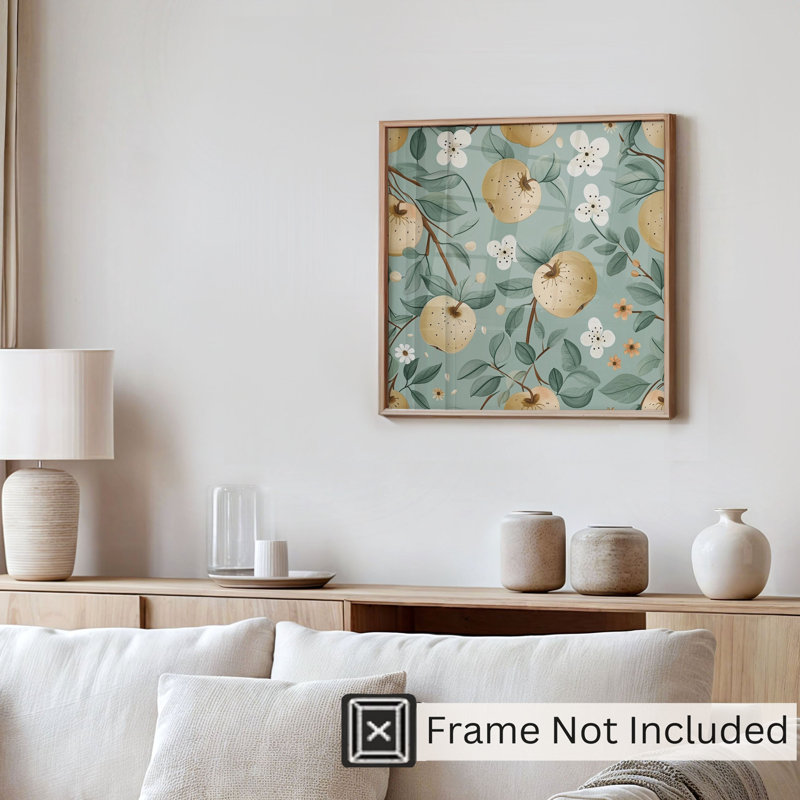 «Food and Kitchen Apples Pattern III», reproduction d'art moderne sans cadre, H 20 po x l 20 po