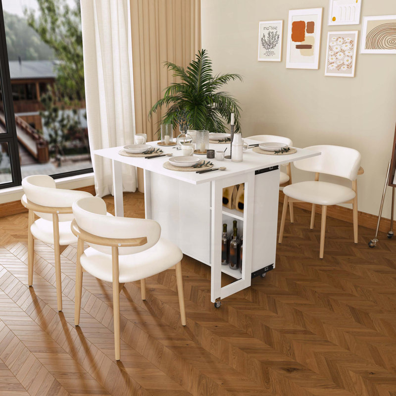 Table d'appoint pliable 3 en 1 avec 4 tablettes de rangement, table de salle à manger extensible de 41 pouces