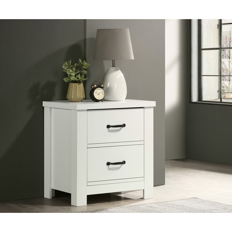 Table de chevet blanche à 2 tiroirs l 21,5 po