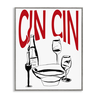  Cin Cin Wine Glasses White Framed Giclee Art by Melissa Wang