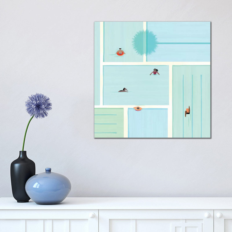 Saturdays At The Pool by Modern Tropical - Wrapped Canvas Print, 45.72 cm H x 45.72 cm W