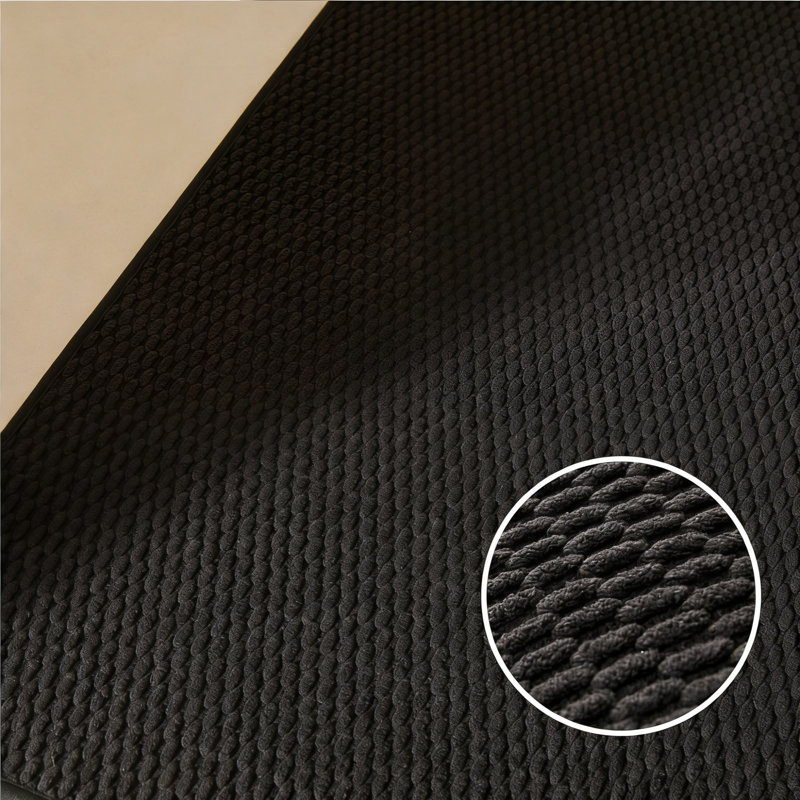 Tapis de bain antidérapant, super absorbant, séchage rapide, velours court, noir, 16 po x 24 po, Noir