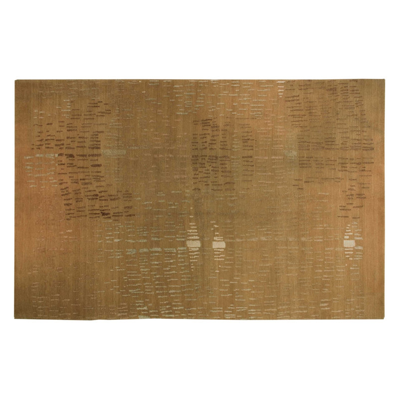 Prati Abstract Area Rug in Brown/Gold, Rectangle 10' x 14'