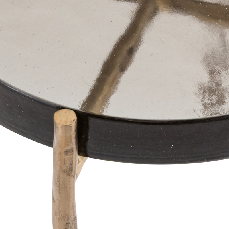 Ensemble de 2 tables d'appoint en verre recyclé avec support en fer