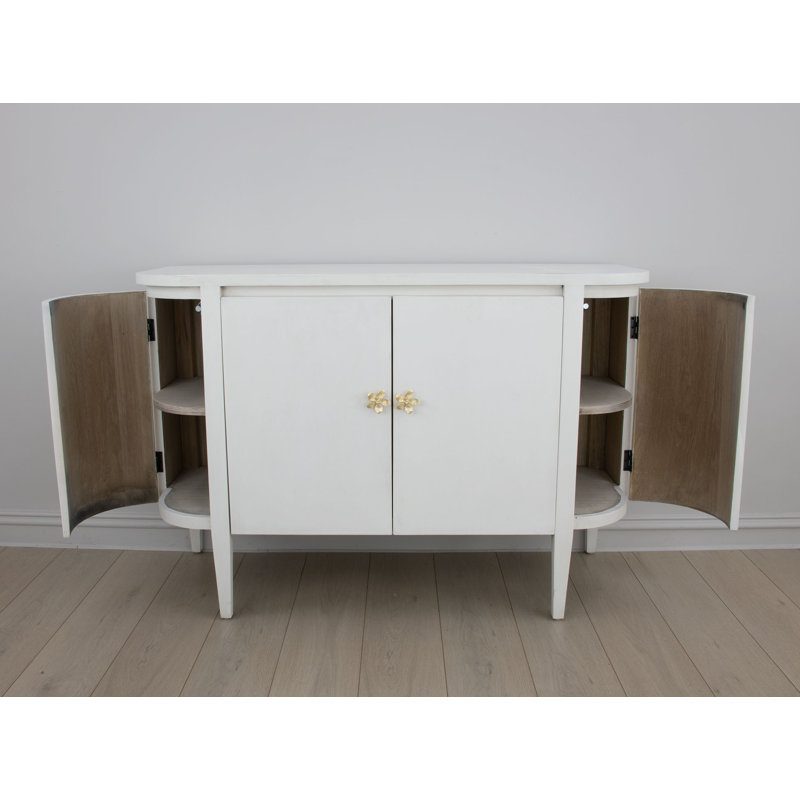 Octavia Solid Wood Accent Cabinet, Distressed White
