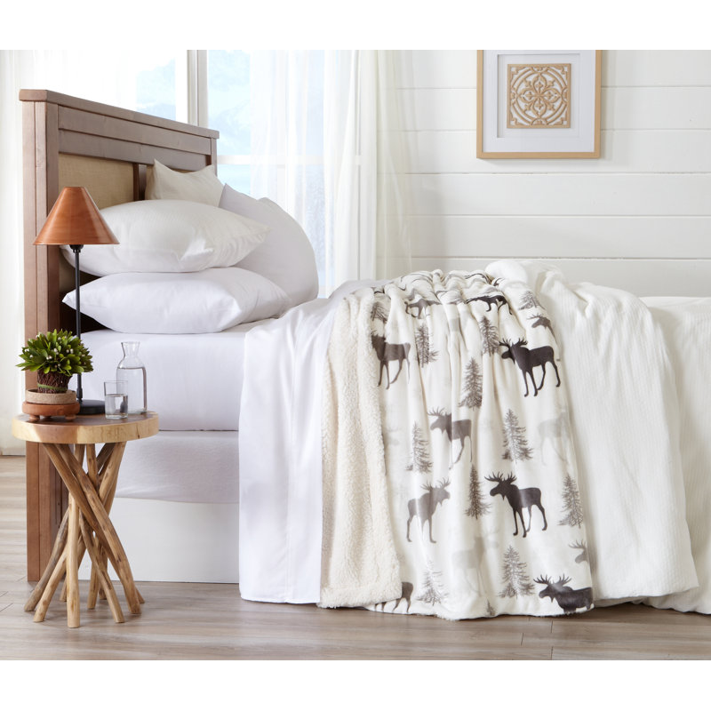 Ultra Soft Printed Plush Sherpa Reversible Blanket, 4.9