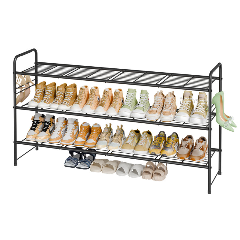 46.5'' Ultra Long 3-Tier Shoe Rack Organizer, 20 Pair Shoe Shelf, White
