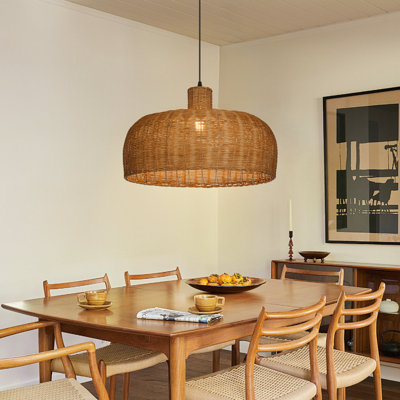 Boho Rattan Hanging Light for Kitchen Island