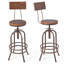 Ensemble de 2 tabourets de bar industriels avec dossier pivotant et siège en bois à hauteur de comptoir de bar réglable de 26 à 32,3 pouces-811398849