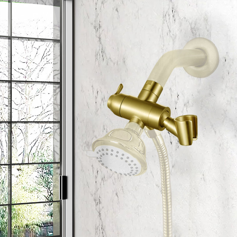 Inverseur de bras de douche avec douche à main, Or brossé
