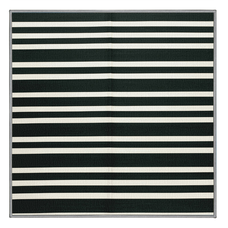 Washable Cypress White Striped Area Rug, Square 7'