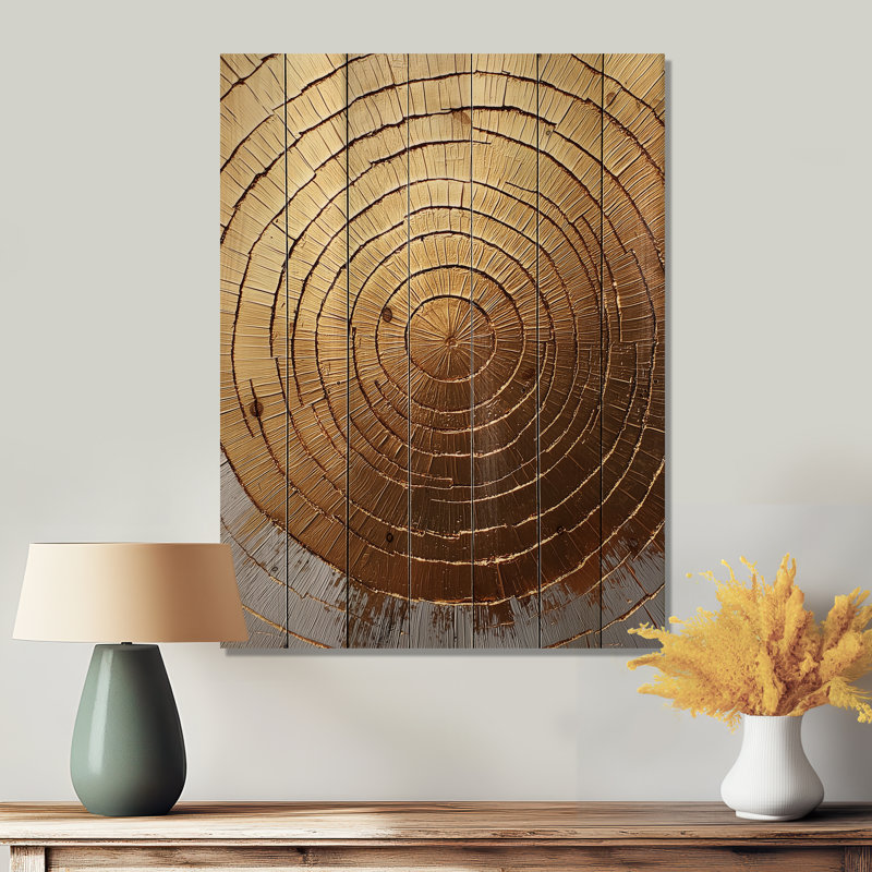 Golden Wood Slide Roots Of Serenity IV - Tree Wood Wall Art - On Natural Pine Wood, 20" H x 10" W x 0.78" D