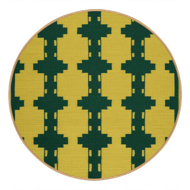 Tapis brun treillis lavable à la machine, Rond 3 pi