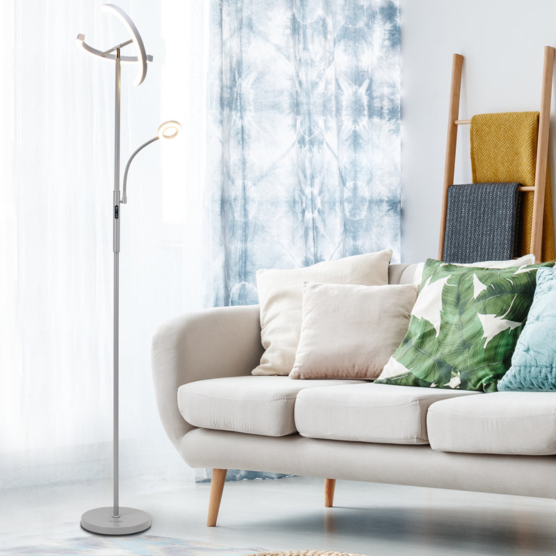 68.9" Dimmable Modern LED Torchiere Standing Floor Lamp & Reading Light With Remote & Touch Control, Grey