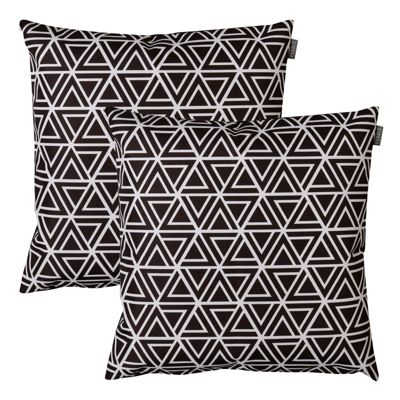Bean Bag Bazaar Indoor-Outdoor Cushion, Yellow Geometric , 2