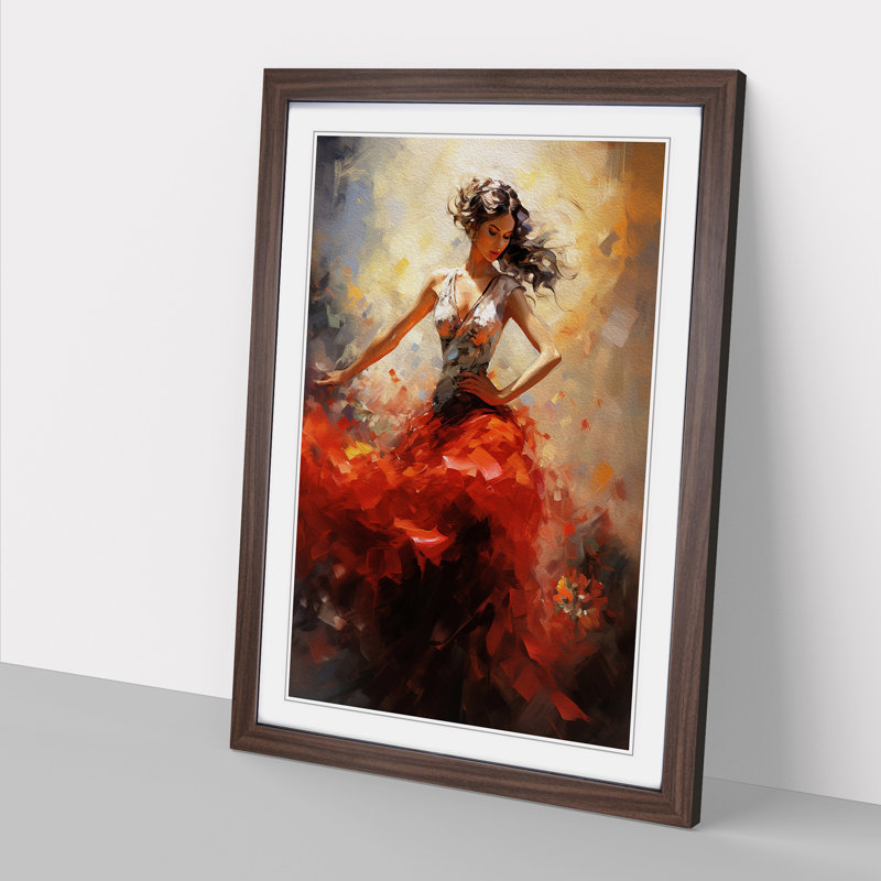 Flamenco dancer Impressionism - Framed Print, Walnut, 64cm H x 46cm W x 2cm D