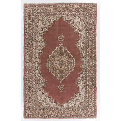Vintage Hand Knotted Turkish Oushak Rug with Medallion Design