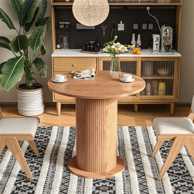 Round Dining Table, Farmhouse Kitchen Table For Kitchen Living Room, Wood