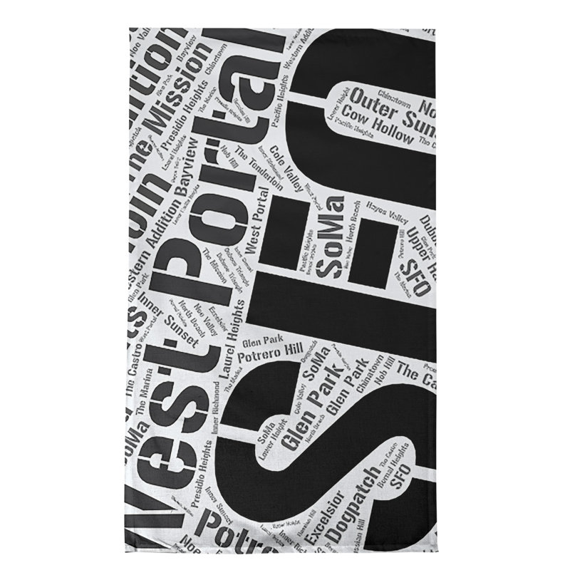 Serviette à thé « districts », Noir, San Francisco