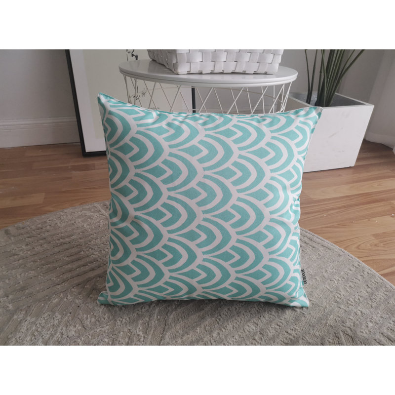 Housse de coussin extérieure imprimée sur fond blanc (simple), Gris / blanc