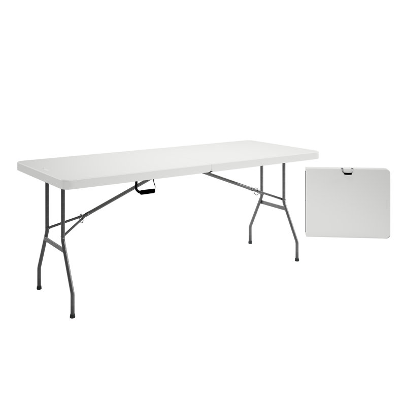 Granite White 6' Folding Table with Powder-Coated Steel Legs