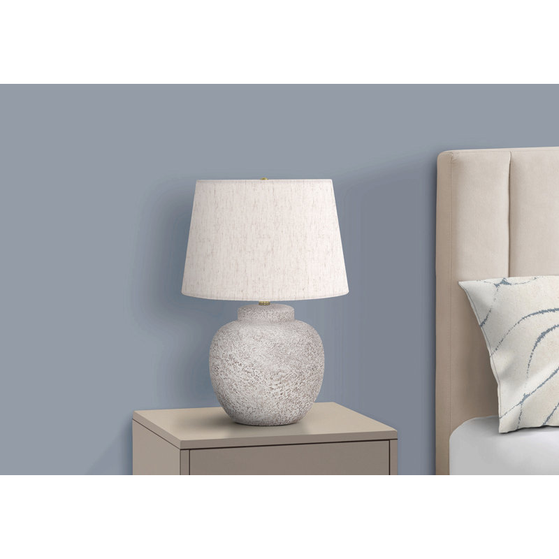 Lampe de table, abat-jour empire en lin ivoire, corps en urne crème classique, 22 po, 3-Way