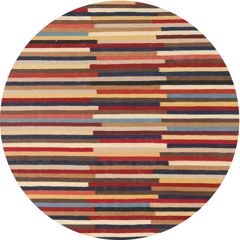 Tapis contemporain rouge / vert Loda, Rond 4 pi