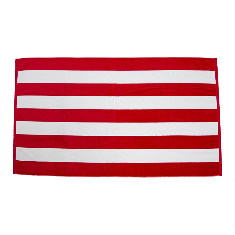 100% Cotton Midweight Beach Towel, Red / White