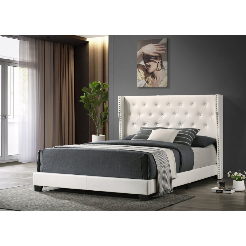 Osoba Upholstered Standard Bed, Full/Double, Navy Blue Velvet