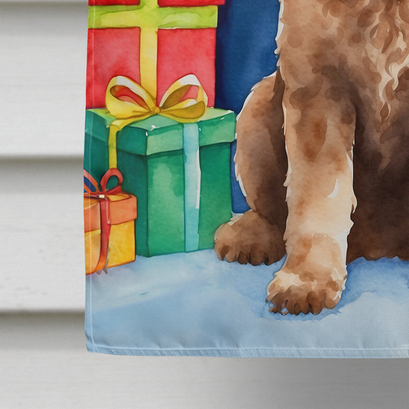 Drapeau de Noël maison de renne, Labradoodle